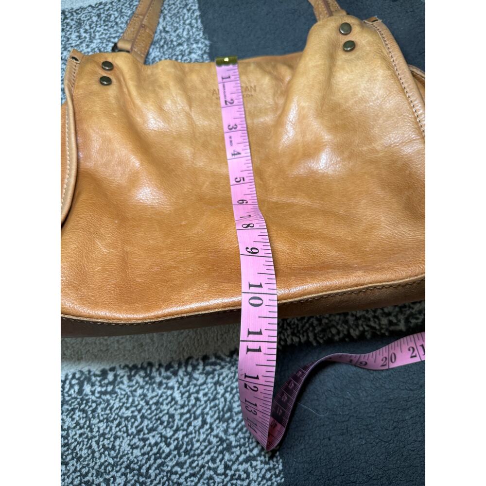 American Leather Co lenox tan‎ triple entry shoulder satchel bag quiet luxury - Picture 8 of 8